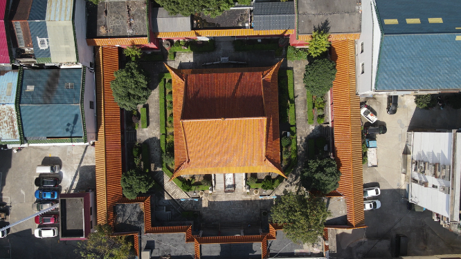 航拍湖南南岳衡山寺庙财神庙古建筑