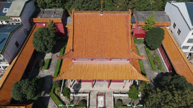 航拍湖南南岳衡山寺庙财神庙古建筑