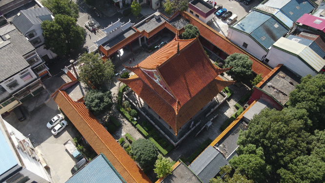 航拍湖南南岳衡山寺庙财神庙古建筑