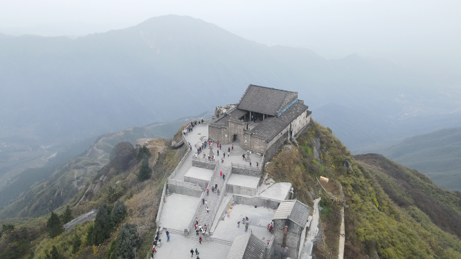 航拍湖南南岳衡山祝融峰5A景区