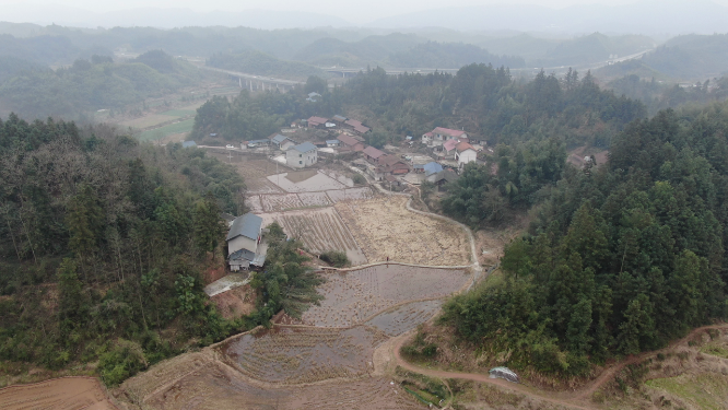 航拍湖南山川乡村农村农田
