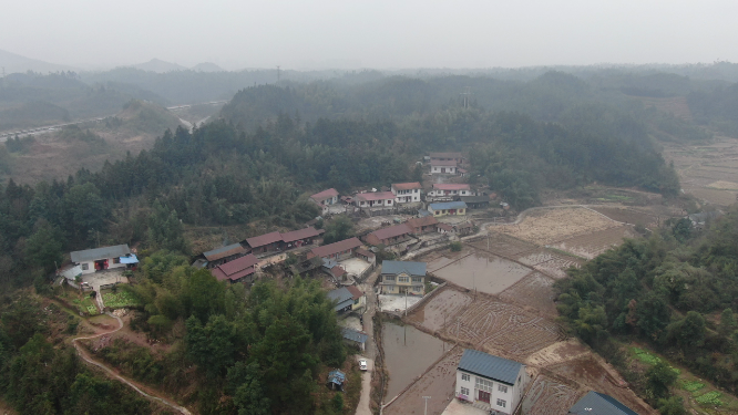 航拍湖南山川乡村农村农田