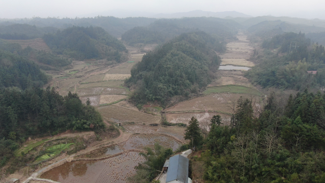 航拍湖南山川乡村农村农田