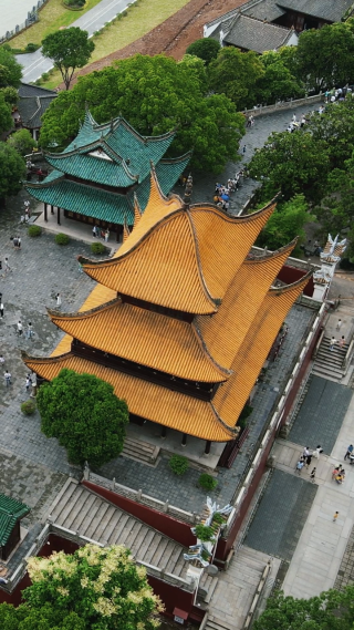 航拍湖南岳阳楼5A景区岳阳楼