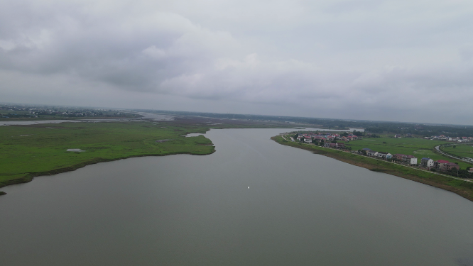 航拍湖南岳阳汨罗市国家湿地公园