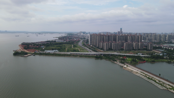 航拍湖南岳阳洞庭湖南湖风光