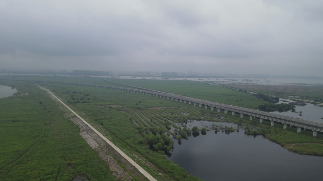 航拍湖南岳阳洞庭湖大桥