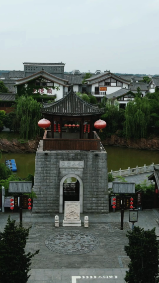 航拍湖南岳阳湘阴洋沙湖渔窑小镇 