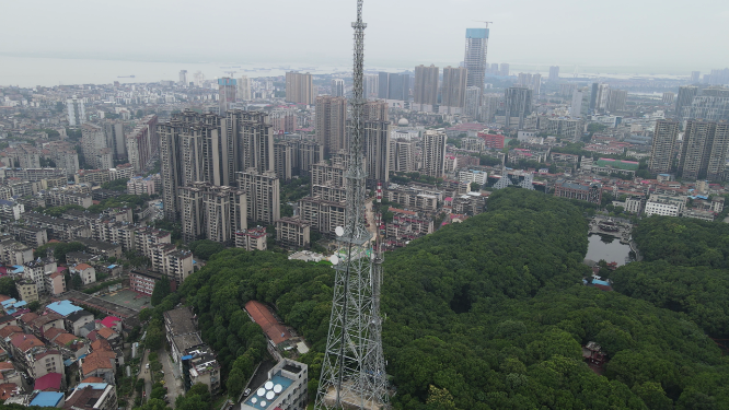 航拍湖南岳阳电视塔