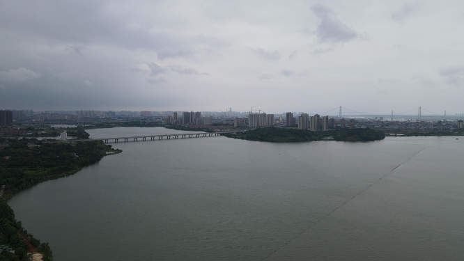航拍湖南岳阳芭蕉湖风光