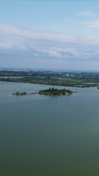 航拍湖南常德柳叶湖4A景区