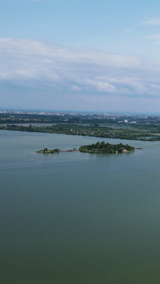 航拍湖南常德柳叶湖4A景区