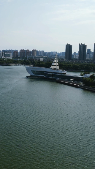 航拍湖南常德柳叶湖4A景区