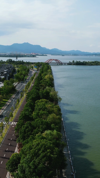 航拍湖南常德柳叶湖4A景区