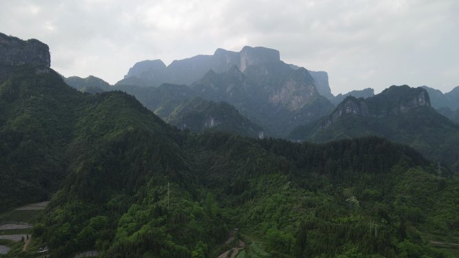 航拍湖南张家界天门山5A景区全景