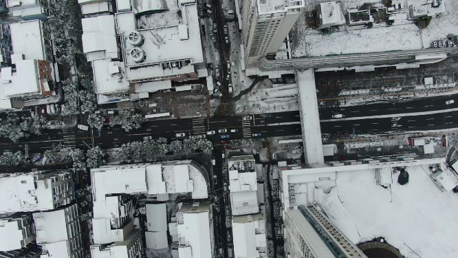 航拍湖南怀化城市冬天雪景