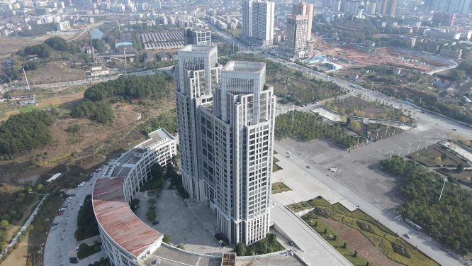 航拍湖南怀化市政府大楼