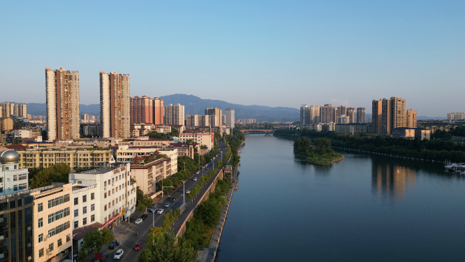 航拍湖南怀化舞水河风光