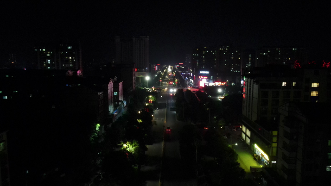 航拍湖南新晃夜景灯光