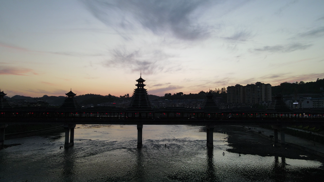 航拍湖南新晃少数民族特色建筑