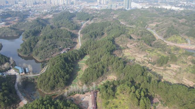 航拍湖南怀化岩门湿地公园