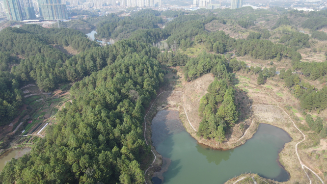 航拍湖南怀化岩门湿地公园