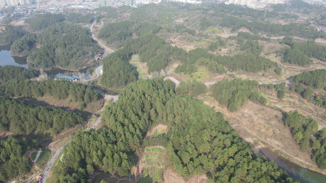 航拍湖南怀化岩门湿地公园