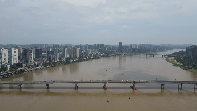 航拍湖南株洲城市风光交通