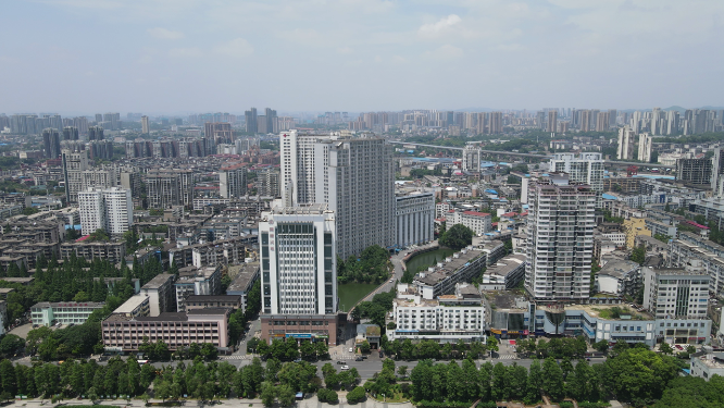 航拍湖南株洲城市风光交通