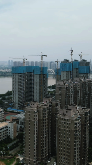 航拍湖南株洲城市风光竖屏
