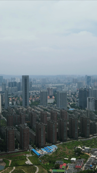 航拍湖南株洲城市风光竖屏
