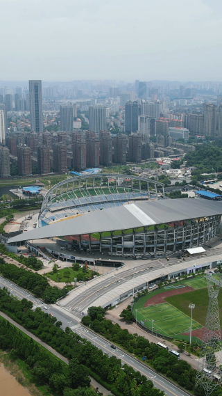 航拍湖南株洲奥林匹克公园 