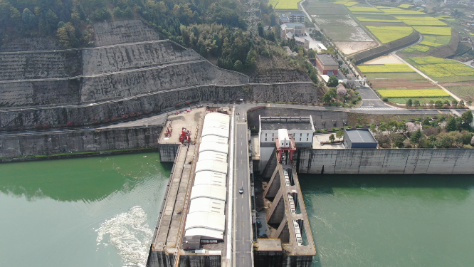 航拍祖国河流发电站节能能源