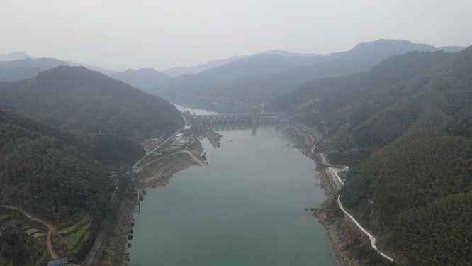 航拍湖南沅江水电站