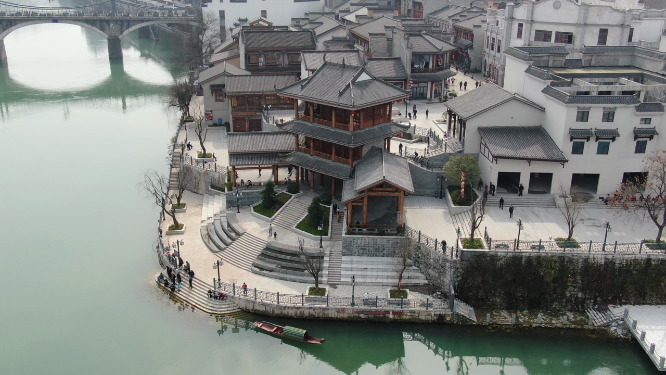 航拍湖南洪江古商城4A景区