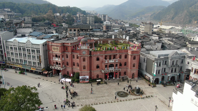 航拍湖南洪江古商城4A景区