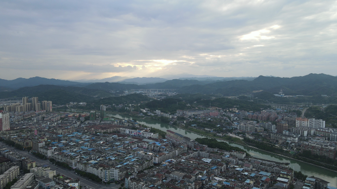 航拍湖南湘西城市建设