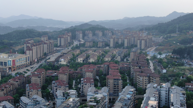 航拍湖南湘西小区住宅环境