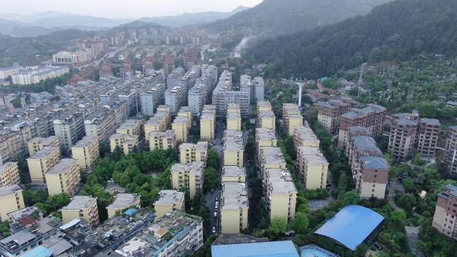 航拍湖南湘西小区住宅环境