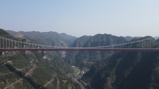 航拍湖南湘西矮寨大桥