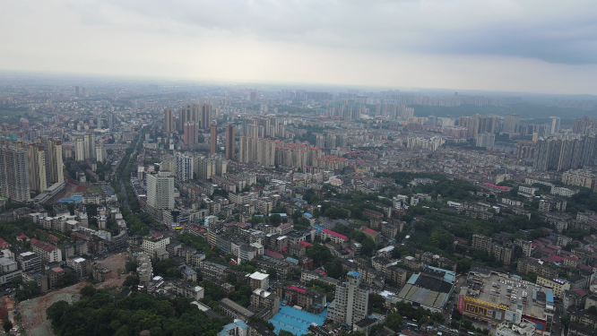 航拍湖南益阳城市风光建设