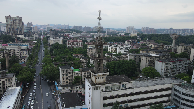 航拍湖南益阳城市风光建设