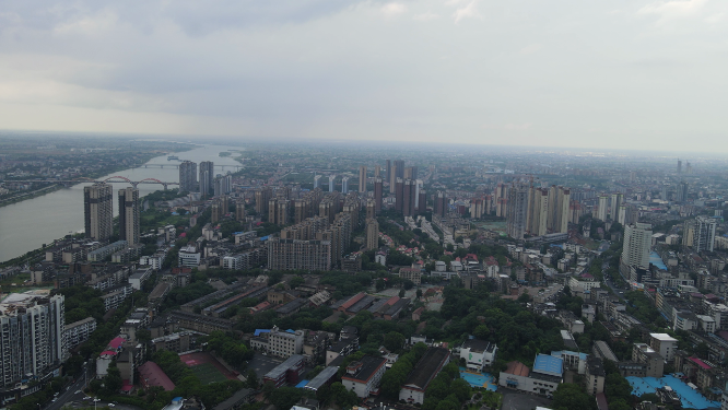 航拍湖南益阳城市风光建设