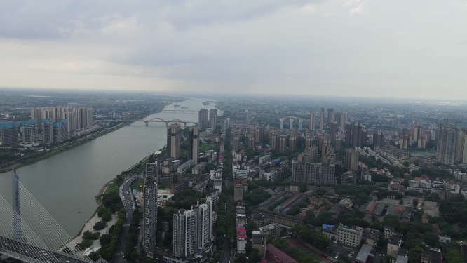 航拍湖南益阳城市风光建设