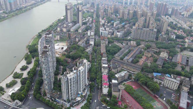航拍湖南益阳城市风光建设