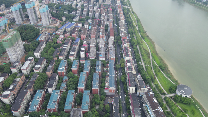 航拍湖南益阳城市风光建设
