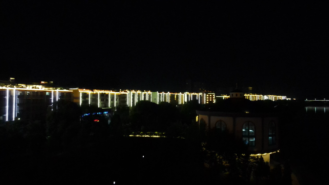 航拍湖南益阳城市夜景 