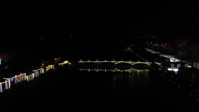 航拍湖南益阳城市夜景 