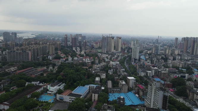 航拍湖南益阳城市风光