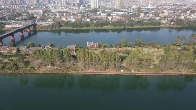 航拍湖南衡阳东洲岛4A景区